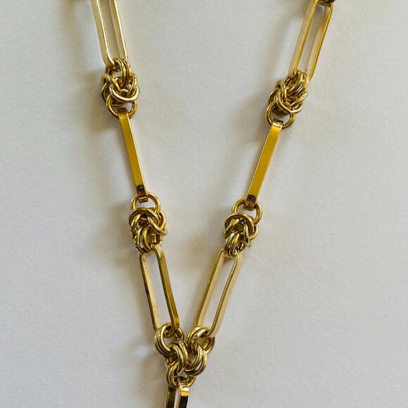 Chico's Gold Tone Large Pendant Statement Necklace Rolo Chain 18 inches - Picture 6 of 10